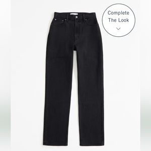 Abercrombie Curve Love Ultra High Rise 90s Straight Jean in Black
